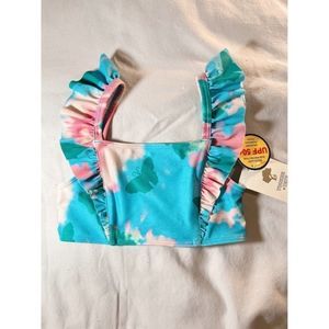 Tucker + Tate Girls Top Swimwear Size‎ 4 UPF 50+ Blue Pink Tie Dye Butterflies